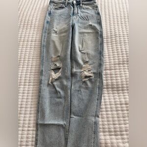 Hollister Light Blue Distressed Straight Leg Jeans
